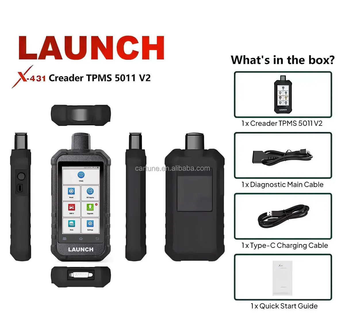 LAUNCH Creader TPMS 5011 V2 WIFI Upgrade Diagnostic Tool with 12 Reset Functions 315/433MHZ 2.4Ghz TPMS Activation Tool