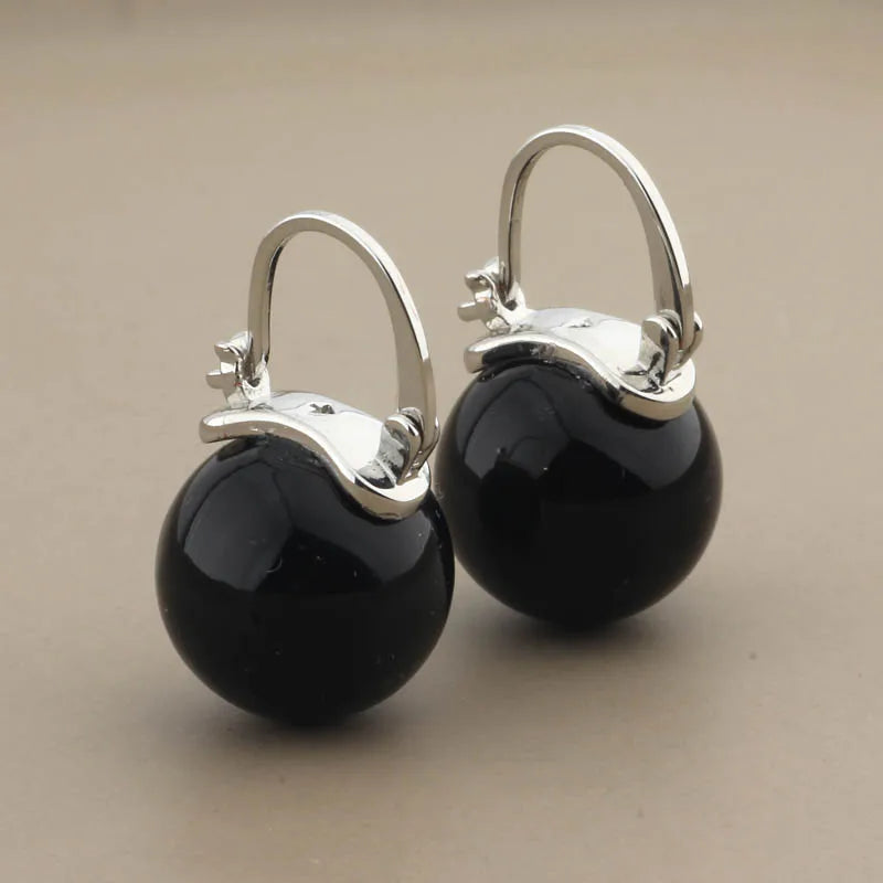 New Trendy Style Elegant Large Round Pearl Drop Earrings Big Pearl Earrings 14mm Bead Ear for Women