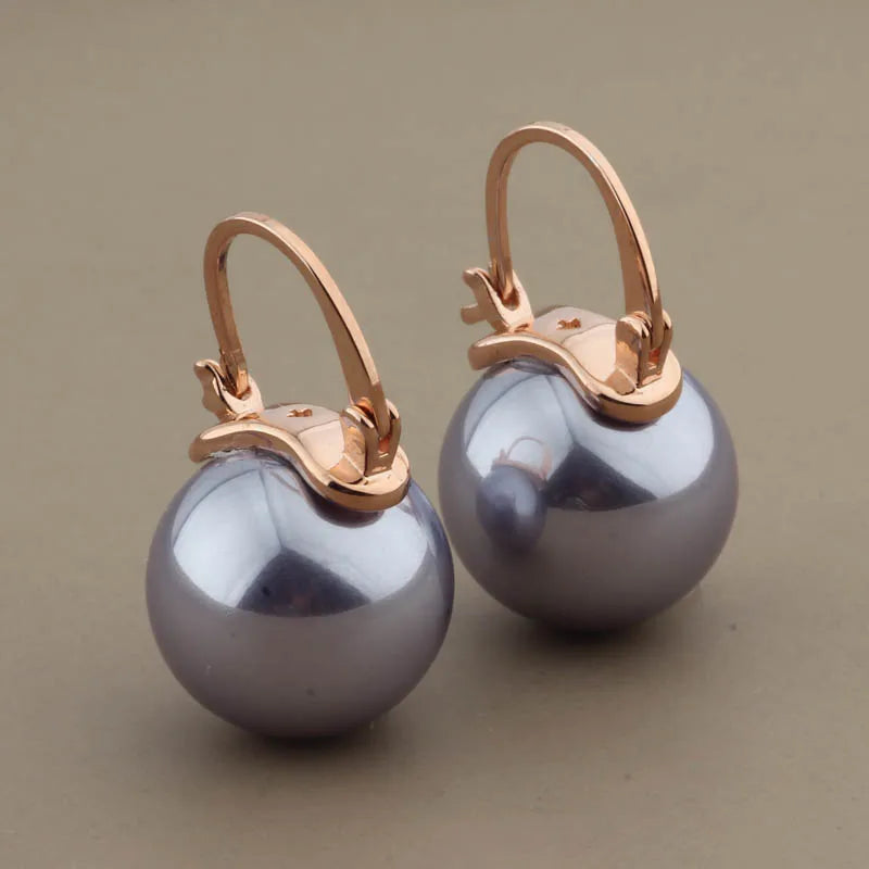 New Trendy Style Elegant Large Round Pearl Drop Earrings Big Pearl Earrings 14mm Bead Ear for Women