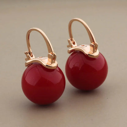 New Trendy Style Elegant Large Round Pearl Drop Earrings Big Pearl Earrings 14mm Bead Ear for Women