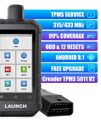 LAUNCH Creader TPMS 5011 V2 WIFI Upgrade Diagnostic Tool with 12 Reset Functions 315/433MHZ 2.4Ghz TPMS Activation Tool