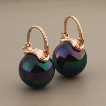 New Trendy Style Elegant Large Round Pearl Drop Earrings Big Pearl Earrings 14mm Bead Ear for Women