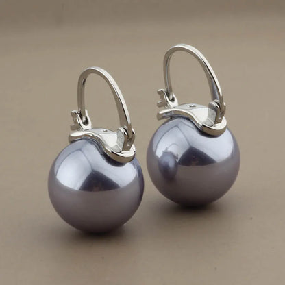 New Trendy Style Elegant Large Round Pearl Drop Earrings Big Pearl Earrings 14mm Bead Ear for Women