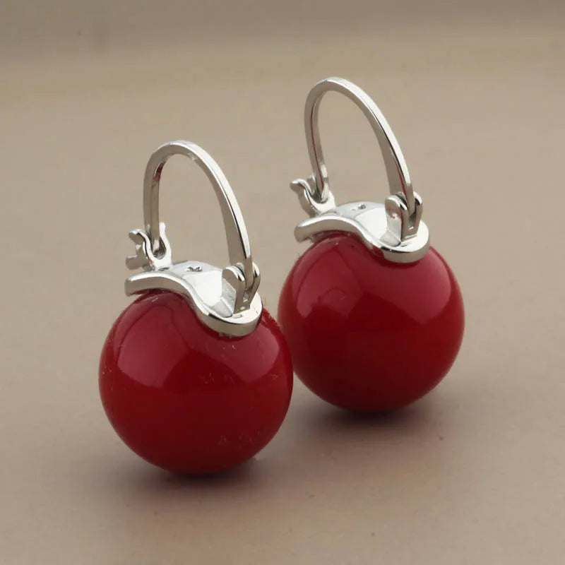 New Trendy Style Elegant Large Round Pearl Drop Earrings Big Pearl Earrings 14mm Bead Ear for Women