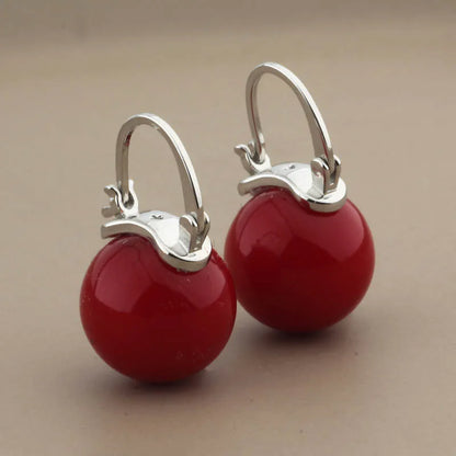New Trendy Style Elegant Large Round Pearl Drop Earrings Big Pearl Earrings 14mm Bead Ear for Women