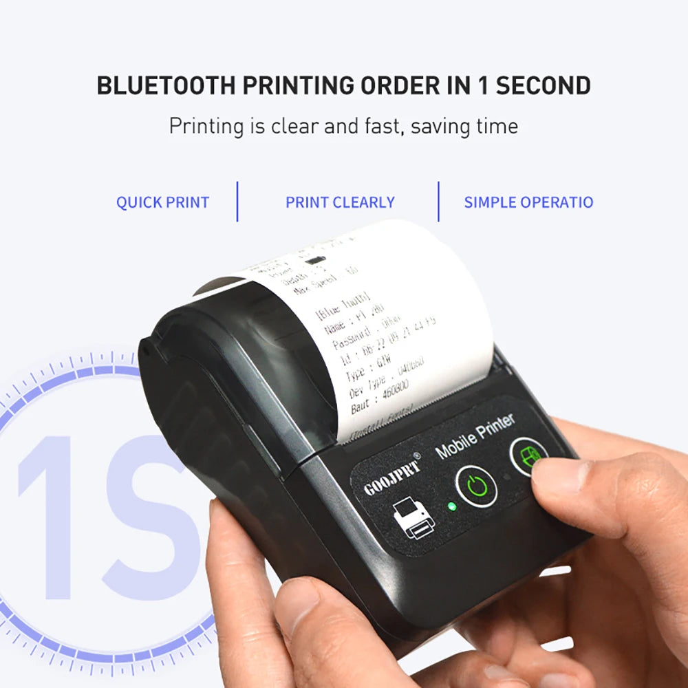 Mini Portable Bluetooth Thermal Receipt Printer Compatible With Multiple Systems Suitable For POS Machine to Print Receipts