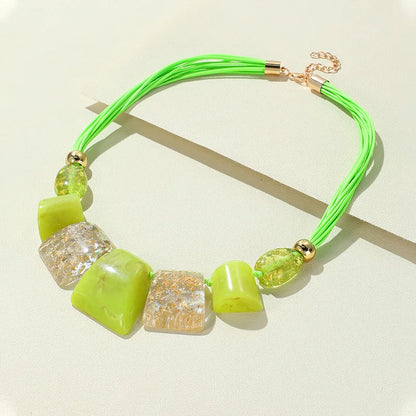 Trendy Chunky Big Beaded Pendant Necklaces for Women Colorful Rope Chain Necklace for Girls Punk Party Short Fashion Jewelry New
