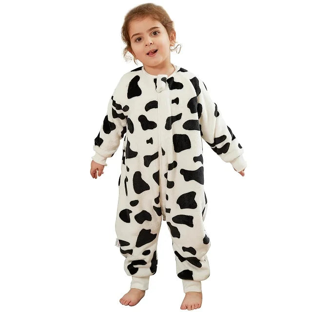 Kids Winter Plush Pajamas Children Cow Bear Sleepwear Keep Warm Kigurumi For Boys Girls Flannel Fleece Sleeping Clothes