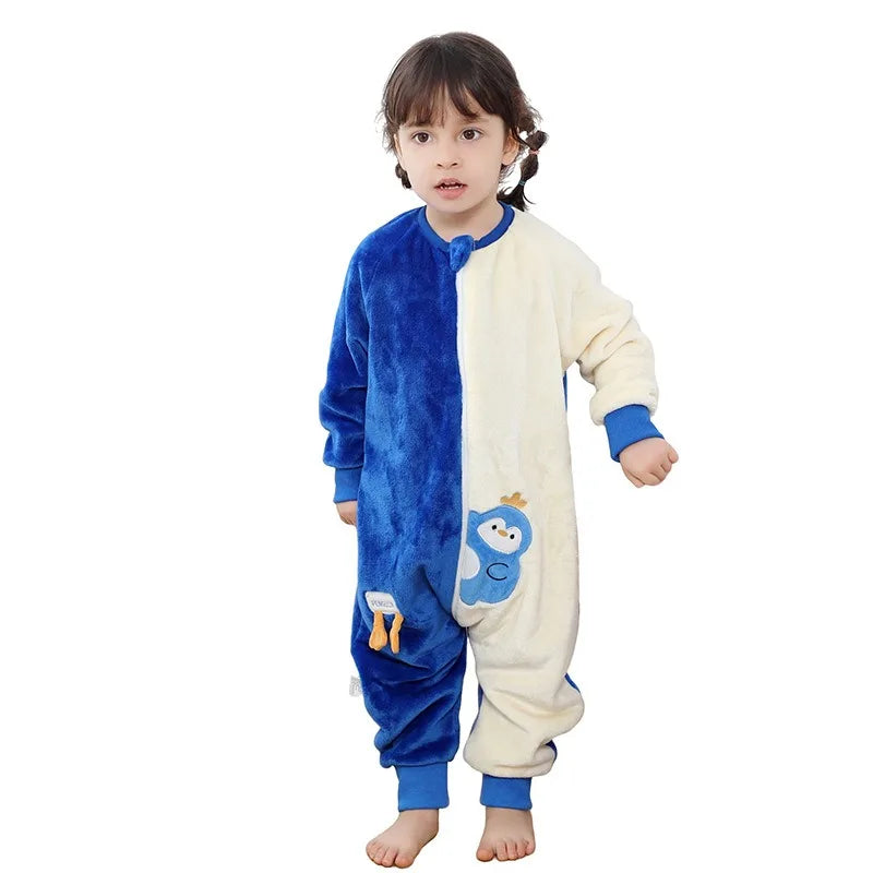 Kids Winter Plush Pajamas Children Cow Bear Sleepwear Keep Warm Kigurumi For Boys Girls Flannel Fleece Sleeping Clothes