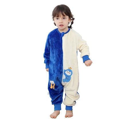 Kids Winter Plush Pajamas Children Cow Bear Sleepwear Keep Warm Kigurumi For Boys Girls Flannel Fleece Sleeping Clothes