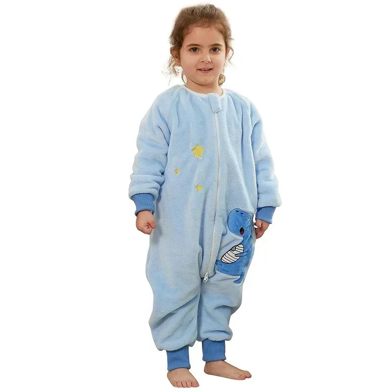 Kids Winter Plush Pajamas Children Cow Bear Sleepwear Keep Warm Kigurumi For Boys Girls Flannel Fleece Sleeping Clothes