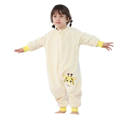 Kids Winter Plush Pajamas Children Cow Bear Sleepwear Keep Warm Kigurumi For Boys Girls Flannel Fleece Sleeping Clothes