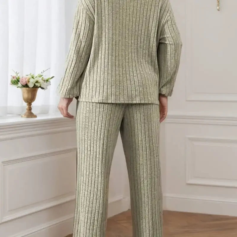 Elegant Casual 2-Piece Suit | Zipper Collar Long-Sleeve Top & Wide-Leg Pants, Soft Skin-Friendly Trendy Daily Wear