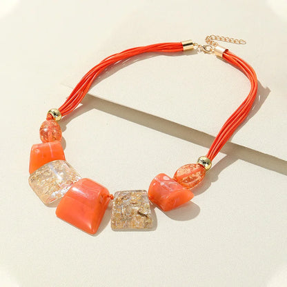 Trendy Chunky Big Beaded Pendant Necklaces for Women Colorful Rope Chain Necklace for Girls Punk Party Short Fashion Jewelry New