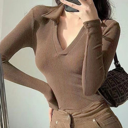 Spring Summer Slim Fit Sexy V-neck Jumpsuit Flip Basic Top Casual Hotsweet Undershirt Women Bodysuit Lingerie Sleepwear Bodycone