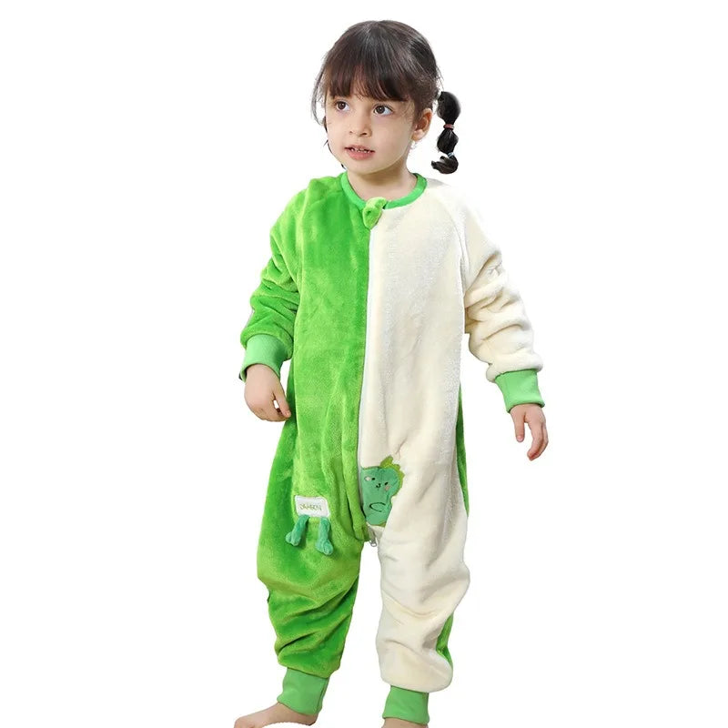 Kids Winter Plush Pajamas Children Cow Bear Sleepwear Keep Warm Kigurumi For Boys Girls Flannel Fleece Sleeping Clothes