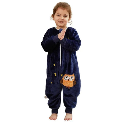 Kids Winter Plush Pajamas Children Cow Bear Sleepwear Keep Warm Kigurumi For Boys Girls Flannel Fleece Sleeping Clothes