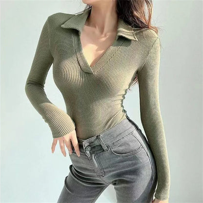 Spring Summer Slim Fit Sexy V-neck Jumpsuit Flip Basic Top Casual Hotsweet Undershirt Women Bodysuit Lingerie Sleepwear Bodycone