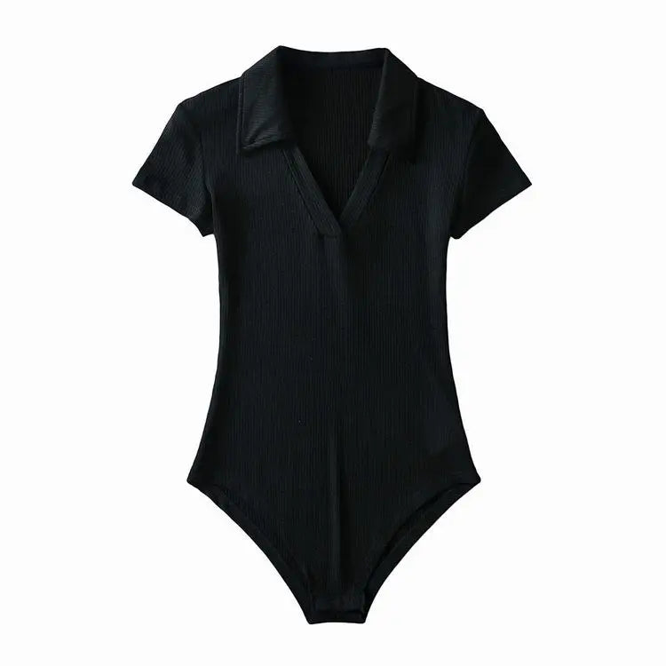 Spring Summer Slim Fit Sexy V-neck Jumpsuit Flip Basic Top Casual Hotsweet Undershirt Women Bodysuit Lingerie Sleepwear Bodycone