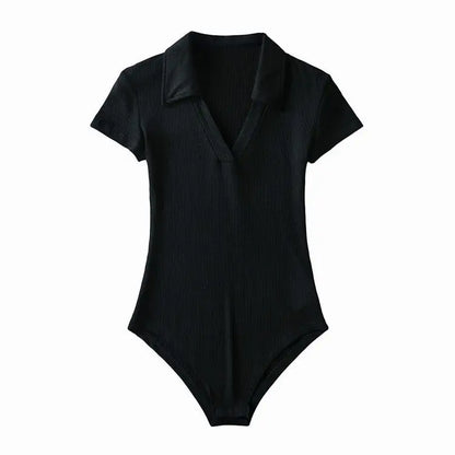 Spring Summer Slim Fit Sexy V-neck Jumpsuit Flip Basic Top Casual Hotsweet Undershirt Women Bodysuit Lingerie Sleepwear Bodycone