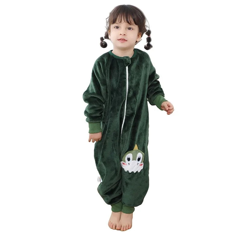 Kids Winter Plush Pajamas Children Cow Bear Sleepwear Keep Warm Kigurumi For Boys Girls Flannel Fleece Sleeping Clothes