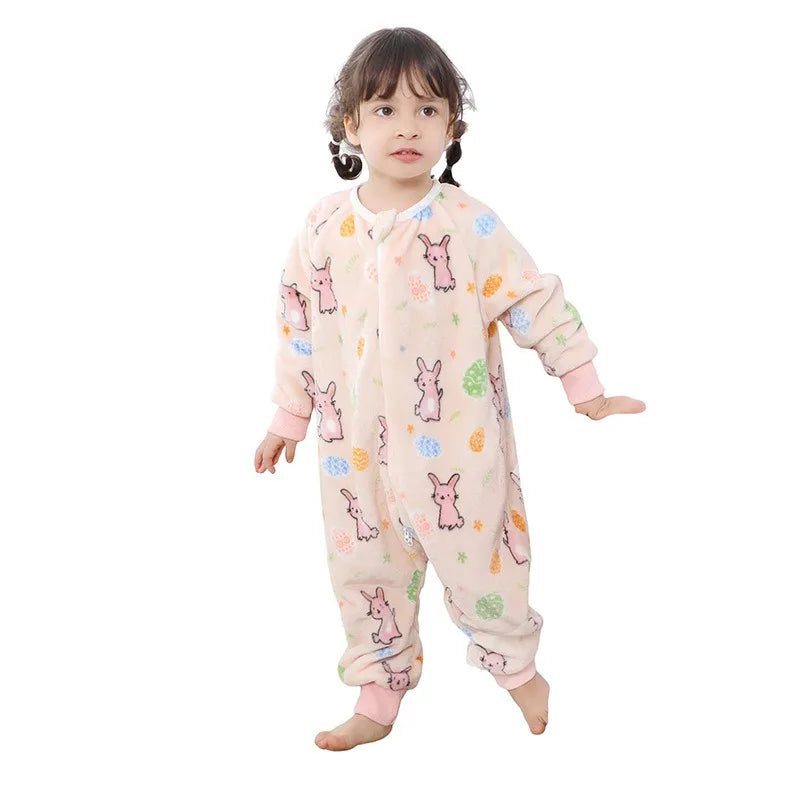 Kids Winter Plush Pajamas Children Cow Bear Sleepwear Keep Warm Kigurumi For Boys Girls Flannel Fleece Sleeping Clothes
