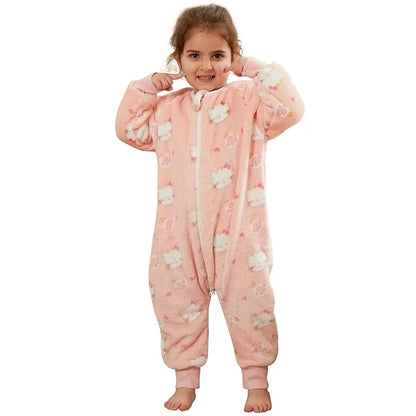 Kids Winter Plush Pajamas Children Cow Bear Sleepwear Keep Warm Kigurumi For Boys Girls Flannel Fleece Sleeping Clothes