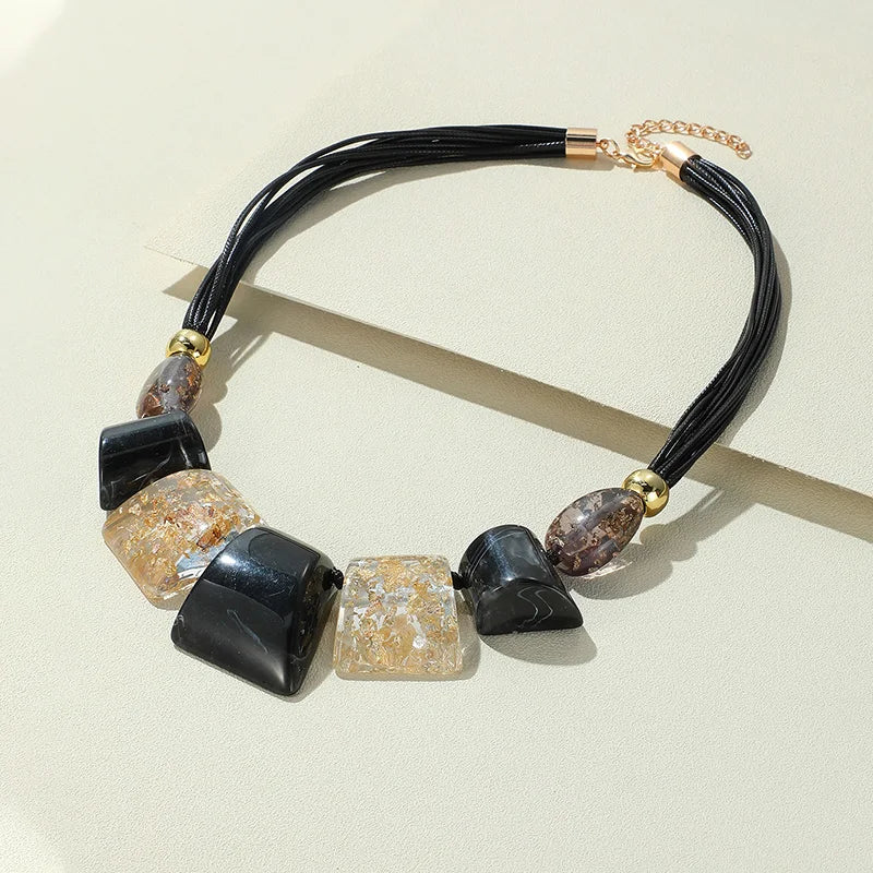 Trendy Chunky Big Beaded Pendant Necklaces for Women Colorful Rope Chain Necklace for Girls Punk Party Short Fashion Jewelry New