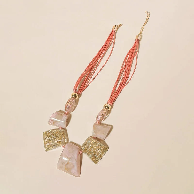 Trendy Chunky Big Beaded Pendant Necklaces for Women Colorful Rope Chain Necklace for Girls Punk Party Short Fashion Jewelry New