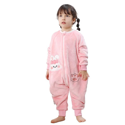 Kids Winter Plush Pajamas Children Cow Bear Sleepwear Keep Warm Kigurumi For Boys Girls Flannel Fleece Sleeping Clothes