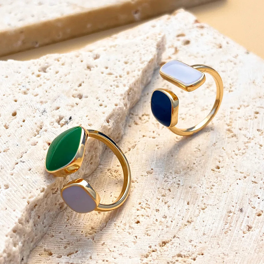 New 6 Piece Set Irregular Open Rings Moonstone Heart Finger Rings For Women Girls Kpop Sweet Cool Trendy Aesthetic Jewelry Gifts