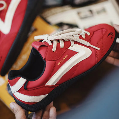 Maden Vintage Patchwork Red Racing Sneakers Unisex Summer Breathable German Trainers Shoes Thin Sole Casual Lace-Up Sporty Shoes